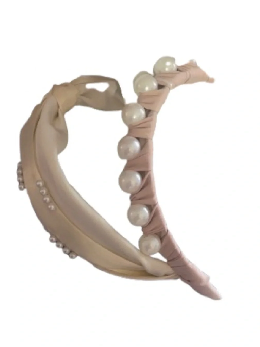 Pearl Embellished Headband Set Cream and Pink